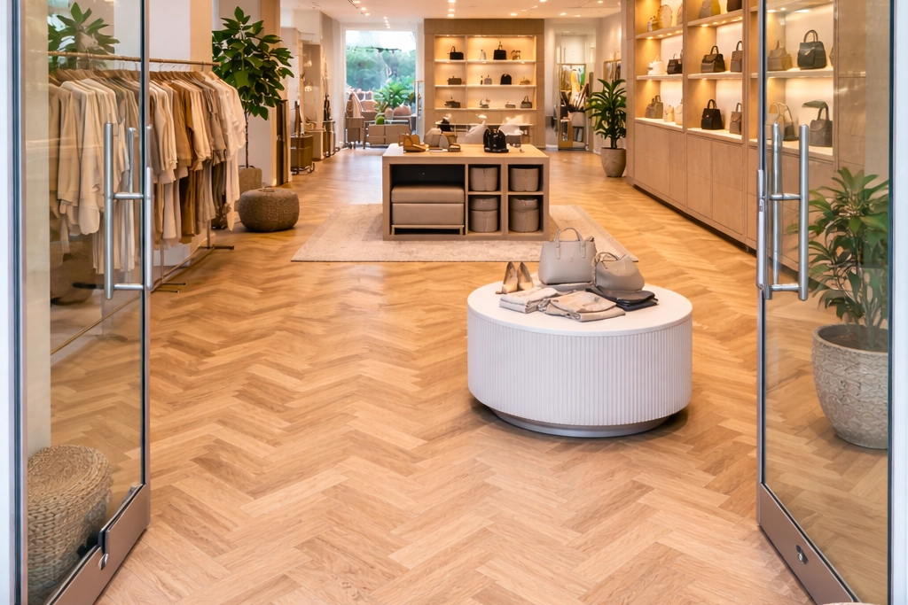Commercial Wood Flooring Installation in HG2 Showroom